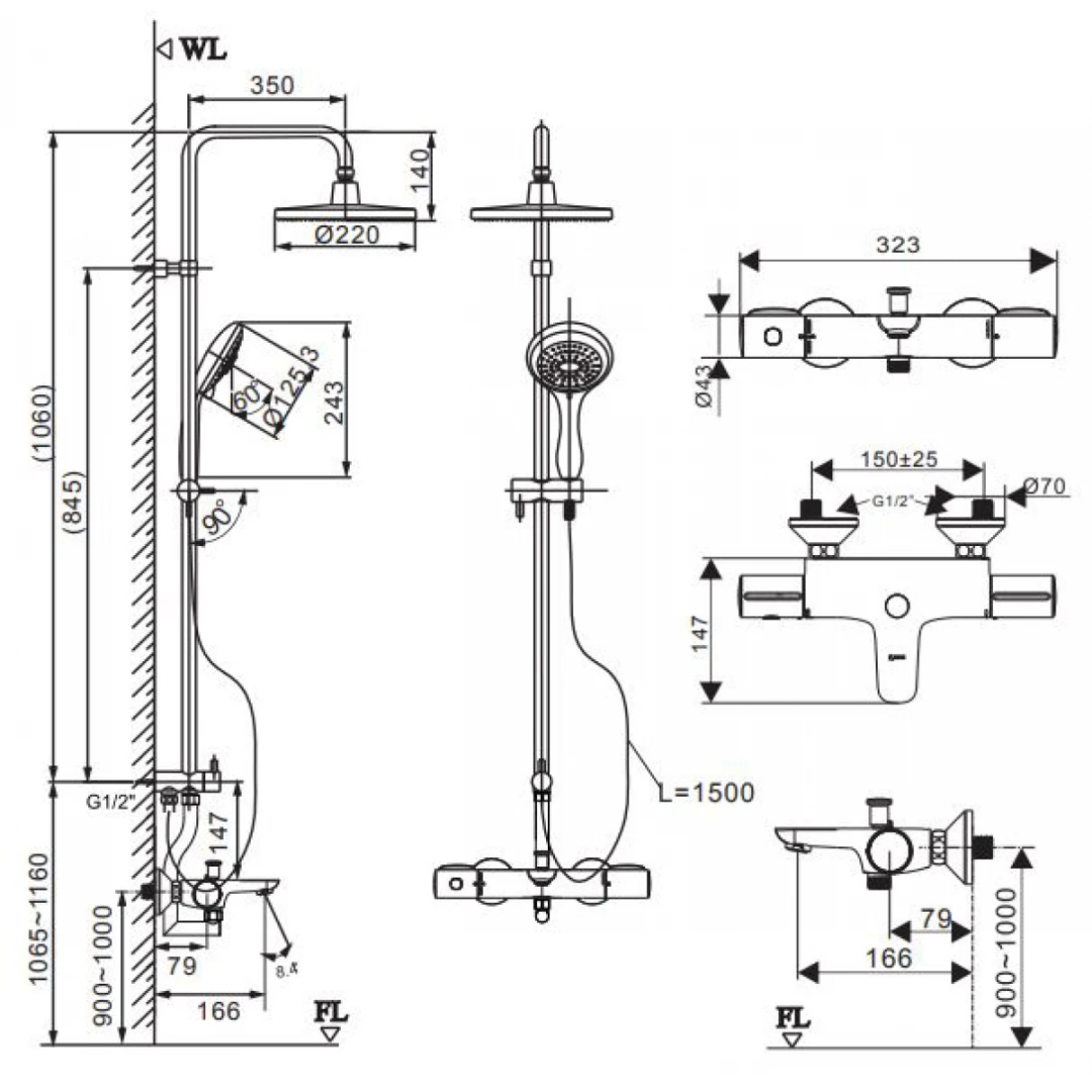 Vòi sen tắm cây INAX BFV-3415T-7C nhiệt độ thông minh