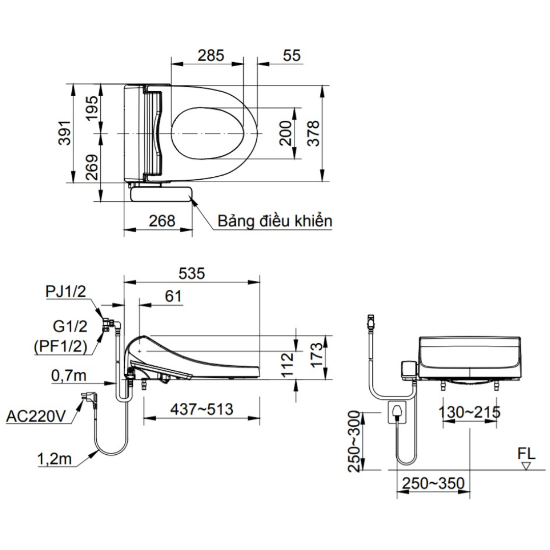 Nắp Bồn Cầu Điện Tử INAX CW-H18VN