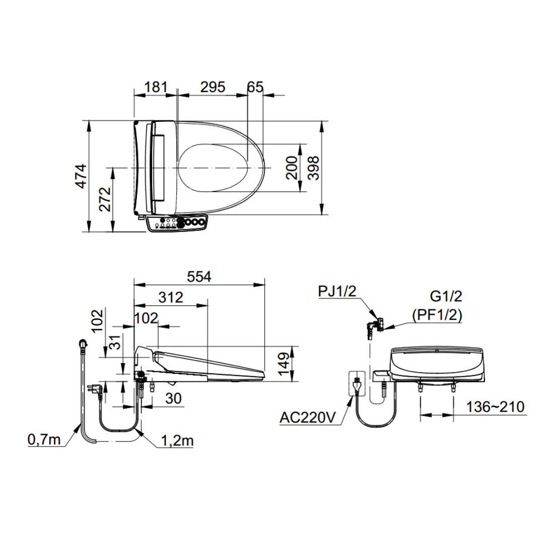 Nắp Bồn Cầu Điện Tử INAX CW-KB22AVN