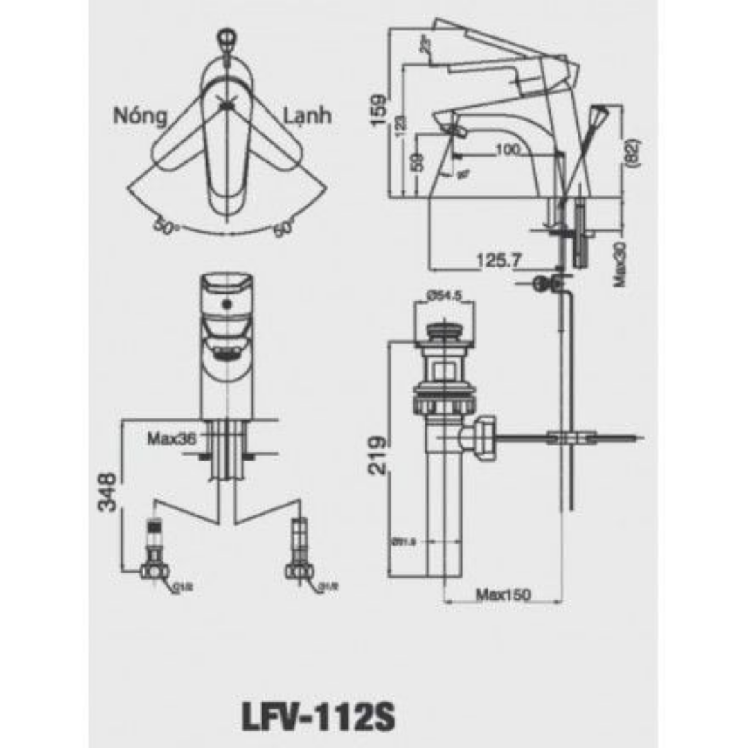 Vòi Lavabo Rửa Mặt Nóng Lạnh INAX LFV-112S