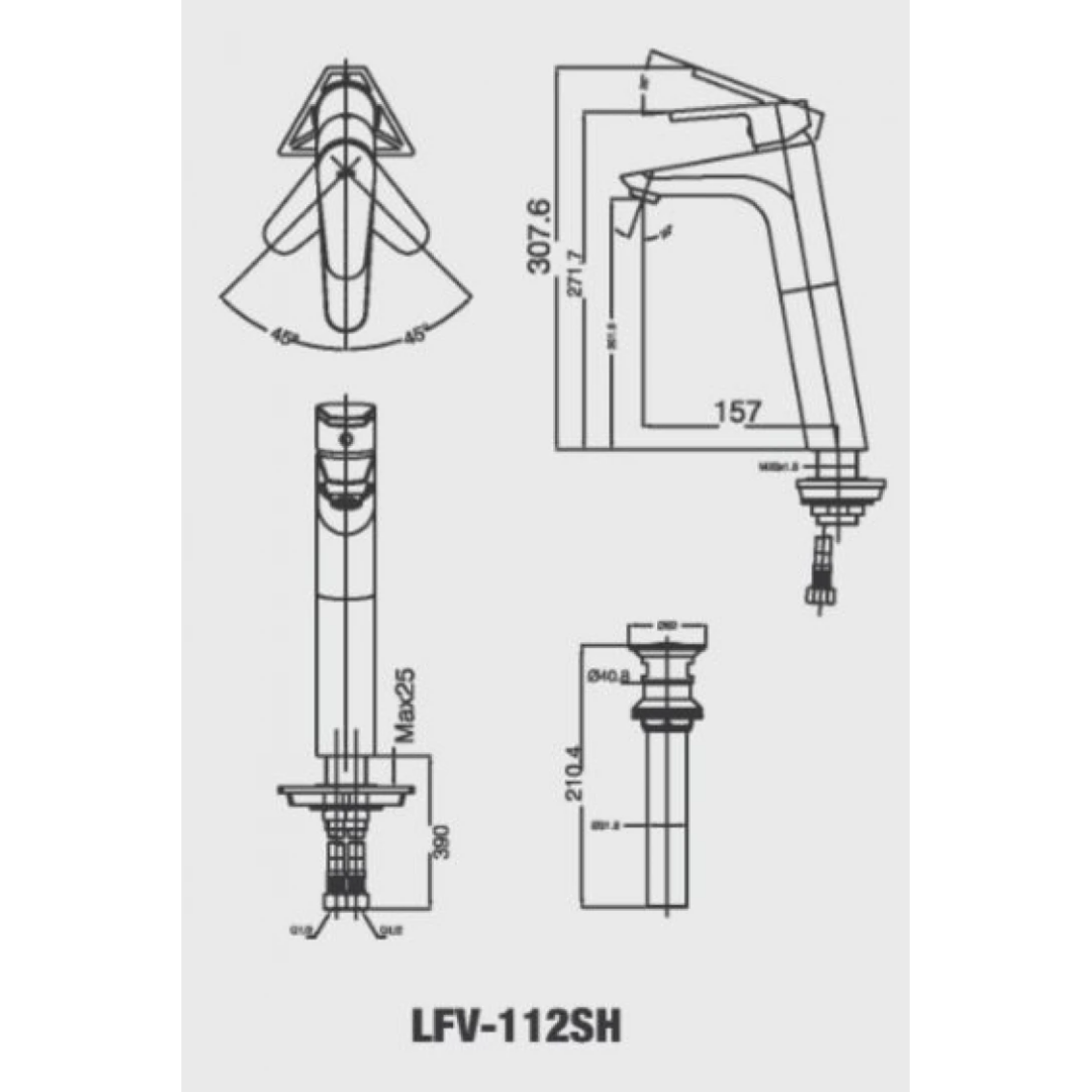 Vòi Lavabo Rửa Mặt Nóng Lạnh INAX LFV-112SH Thân Cao