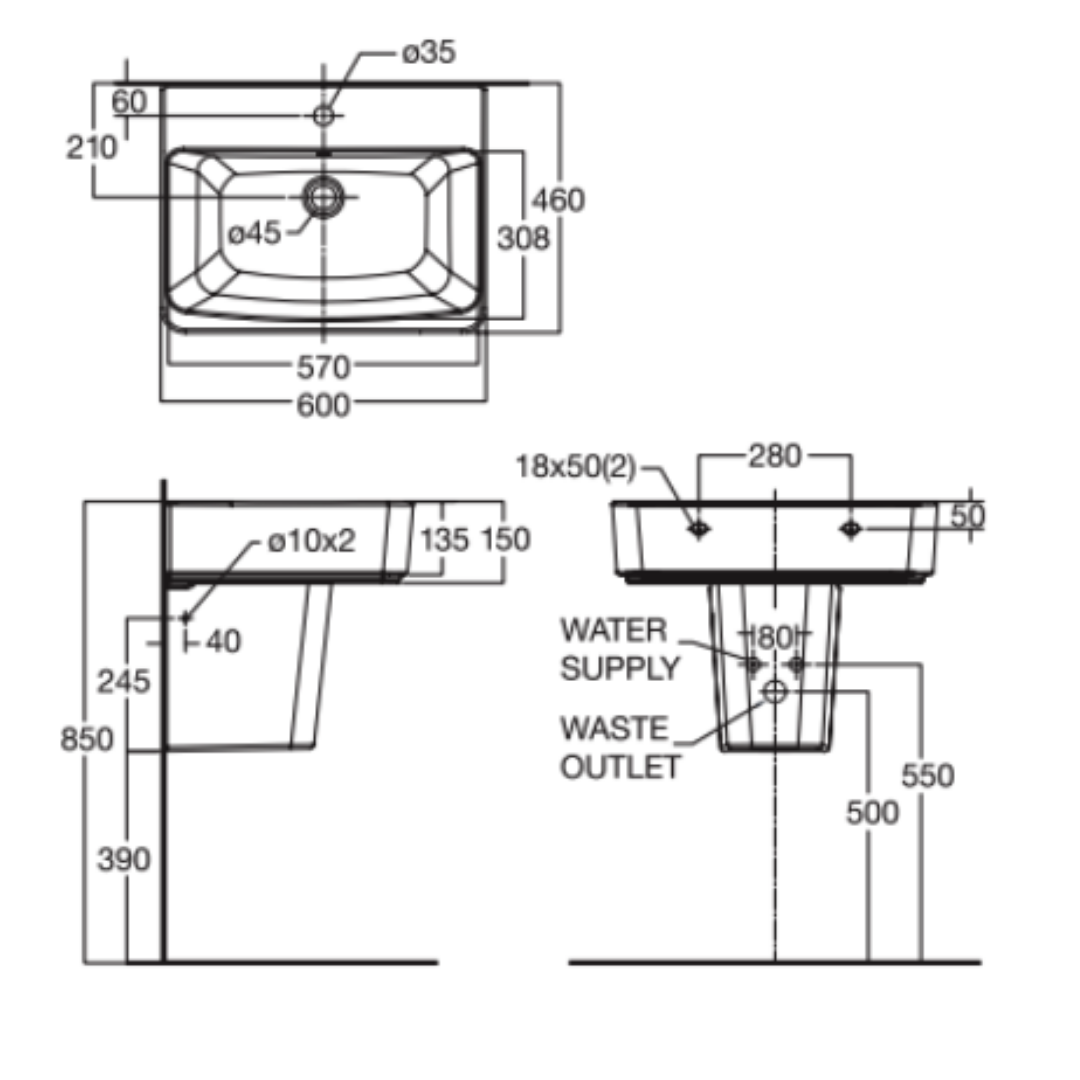 Chân Chậu Lavabo American Standard 0707-WT