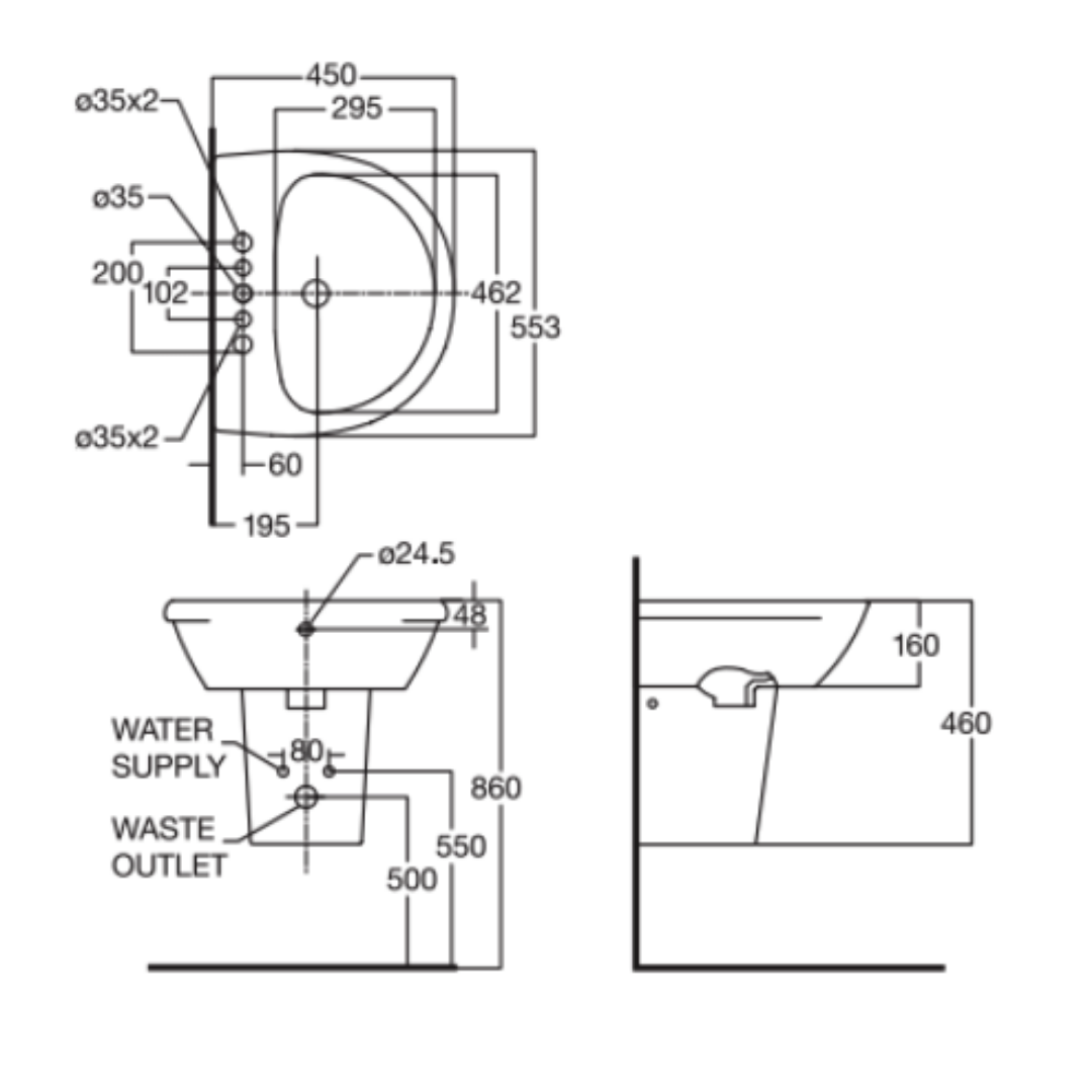 Chân Chậu Lavabo American Standard 0712-WT