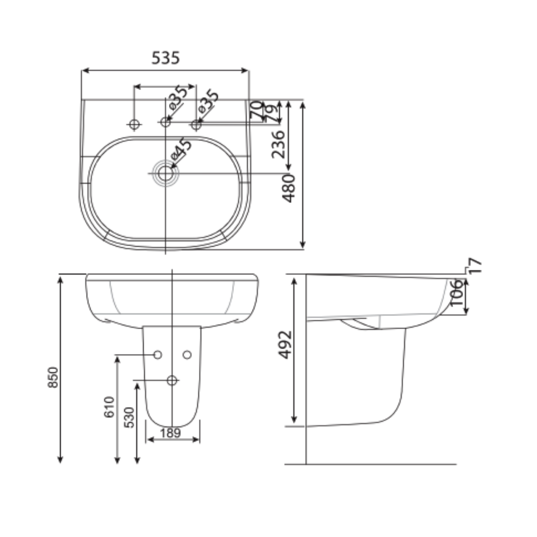 Chậu Lavabo Treo Tường American Standard 0955-WT