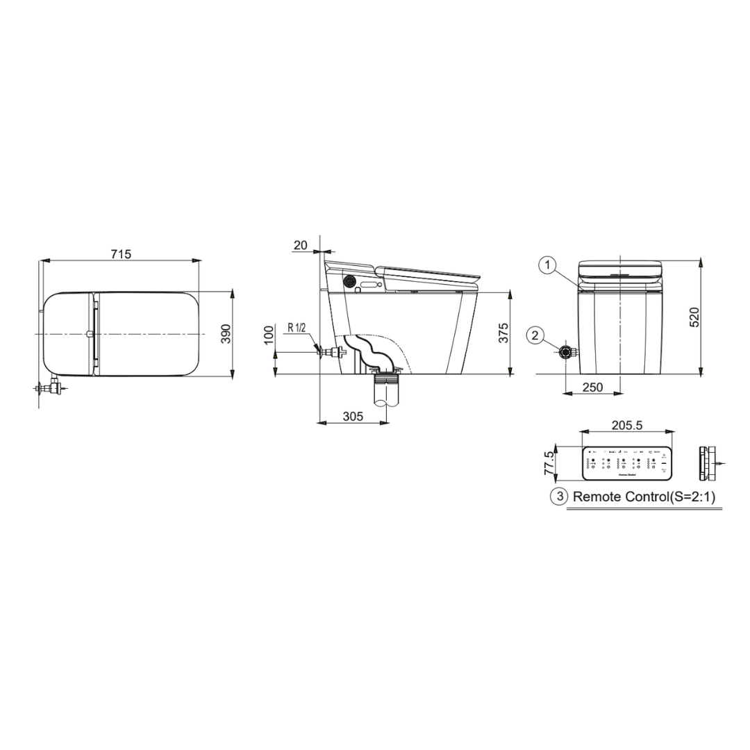 Bồn Cầu Điện Tử American Standard KP-8310 PLAT Nắp Êm