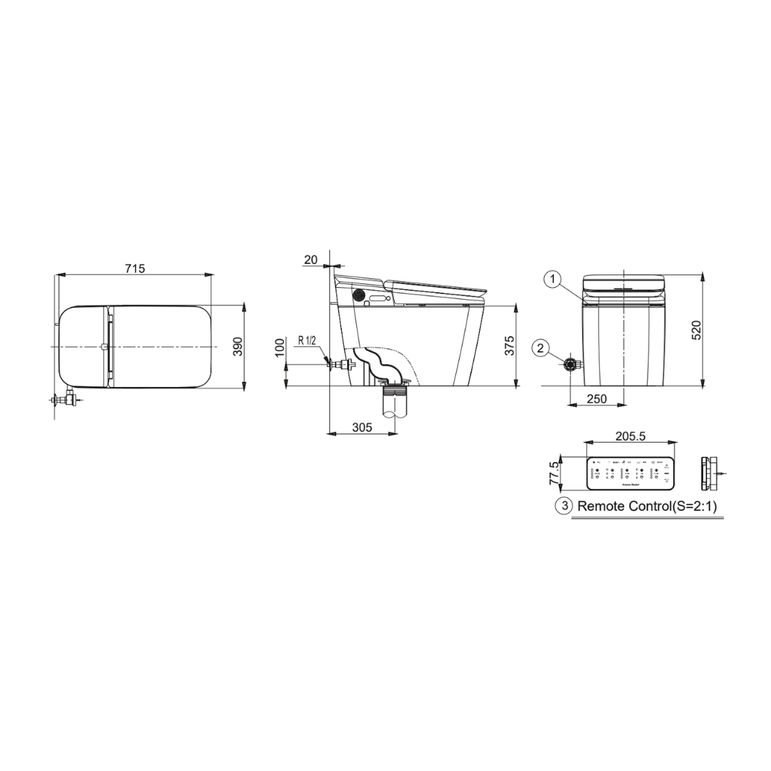 Bồn Cầu Điện Tử American Standard KP-8312 PLAT Nắp Tự Động