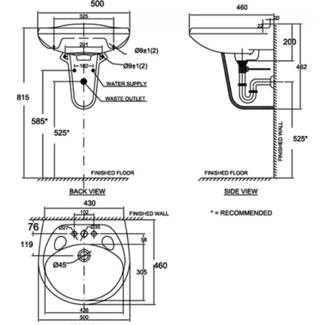 Chậu Lavabo Treo Tường American Standard VF-0969-1H