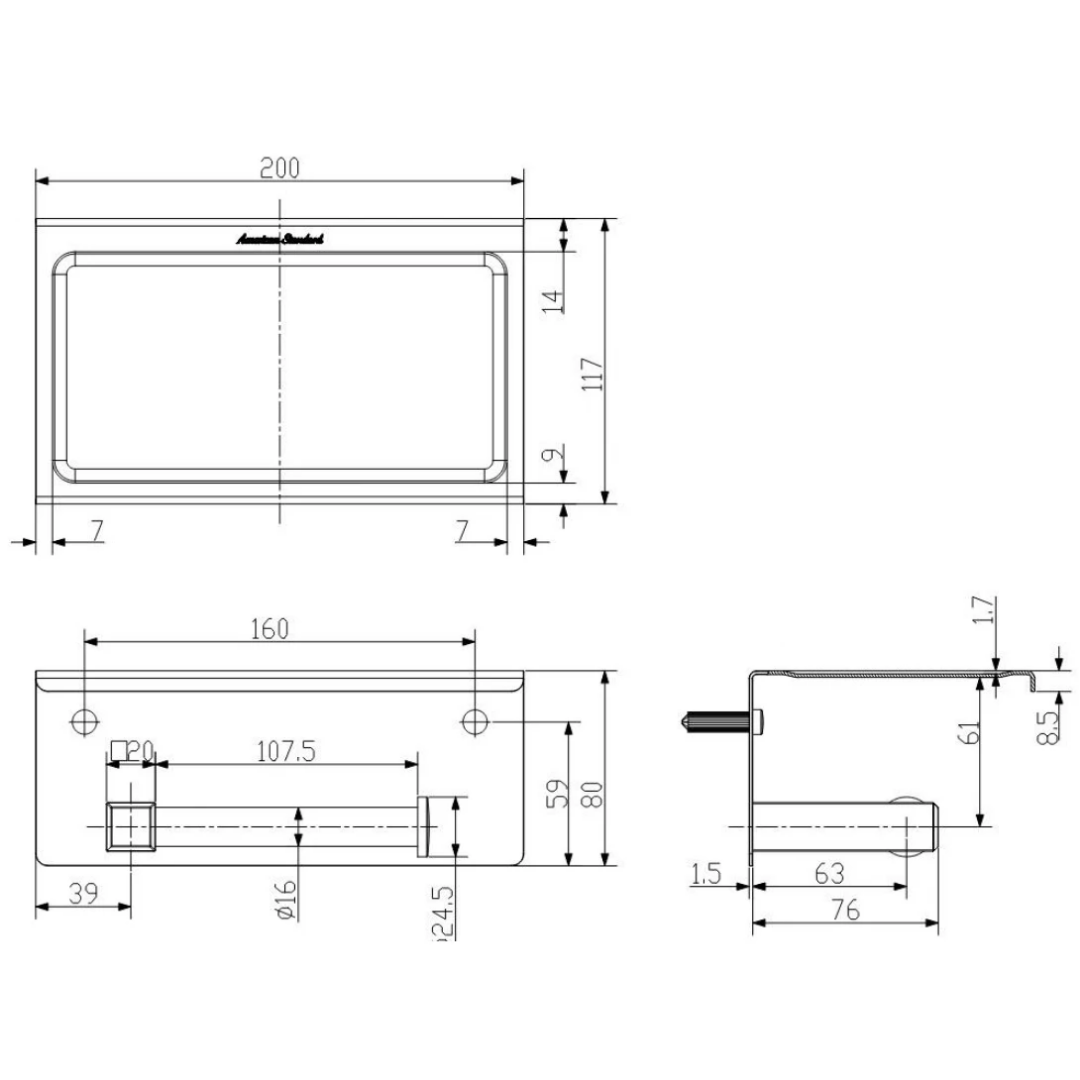 Móc Giấy Vệ Sinh American Standard WF-0498WS Concept Vuông Màu Vàng Hồng