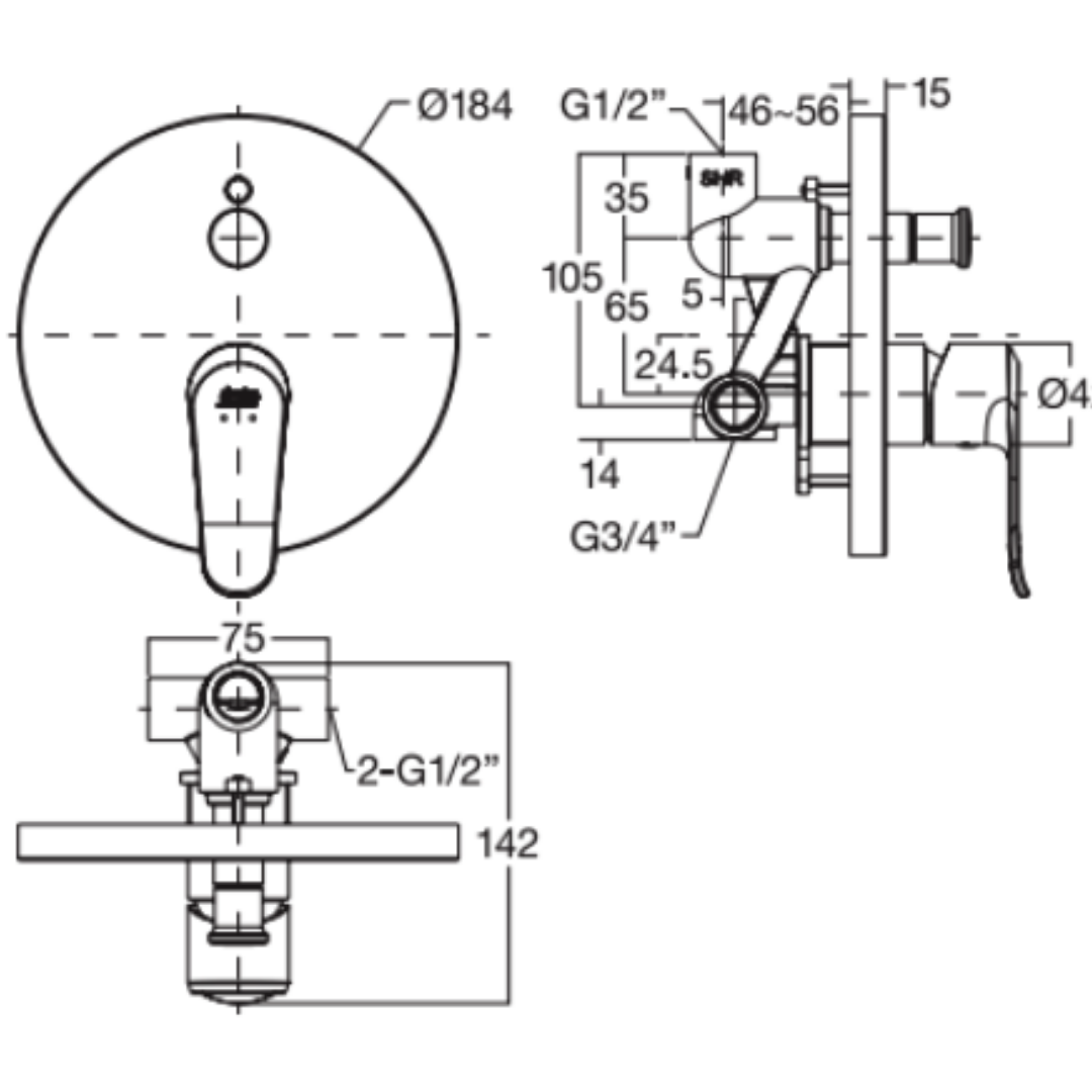 Van Điều Chỉnh American Standard WF-0721 Âm Tường