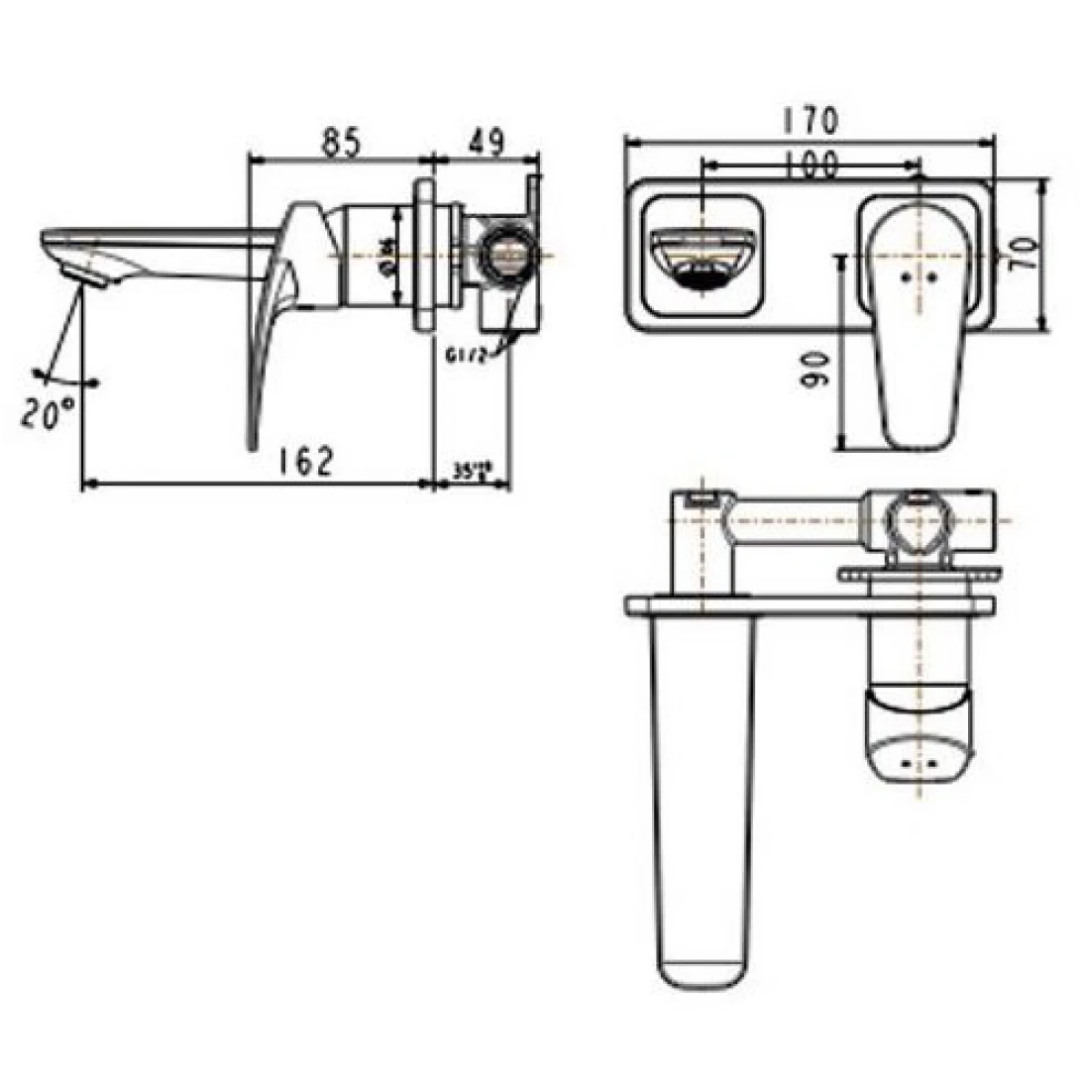Vòi Lavabo Nóng Lạnh American Standard WF-0904 Gắn Tường