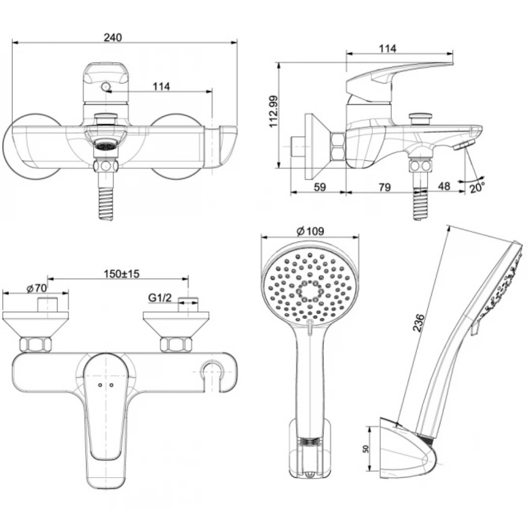 Vòi Sen Tắm Nóng Lạnh American Standard WF-0911