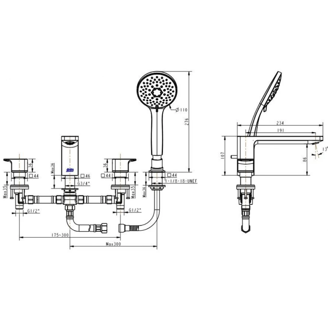 Vòi Xả Bồn Tắm American Standard WF-1300WS Nóng Lạnh Màu Vàng Hồng