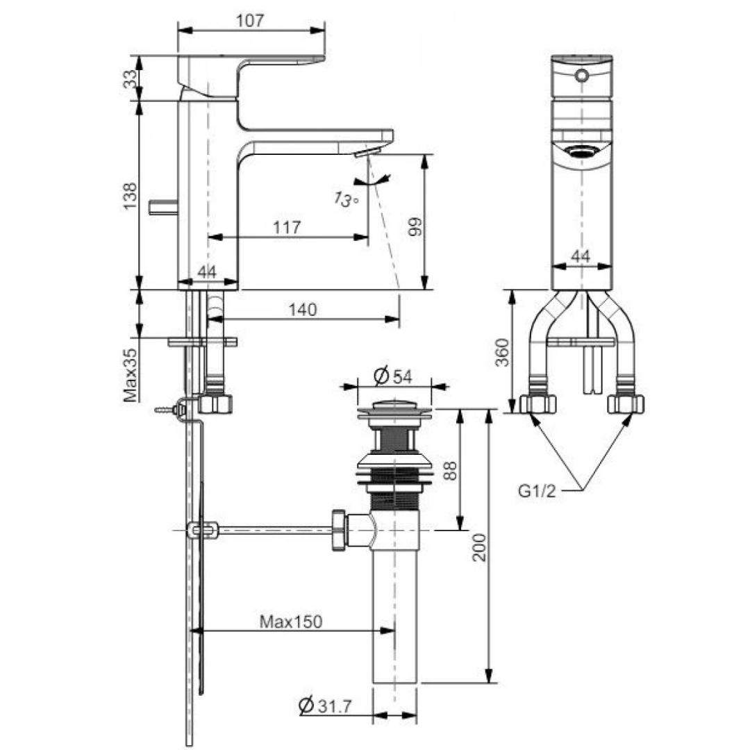 Vòi Lavabo Nóng Lạnh American Standard WF-1301WS Màu Vàng Hồng