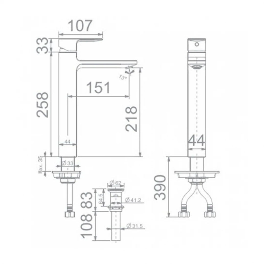 Vòi Lavabo Nóng Lạnh American Standard WF-1302MB Thân Cao Màu Vàng Hồng