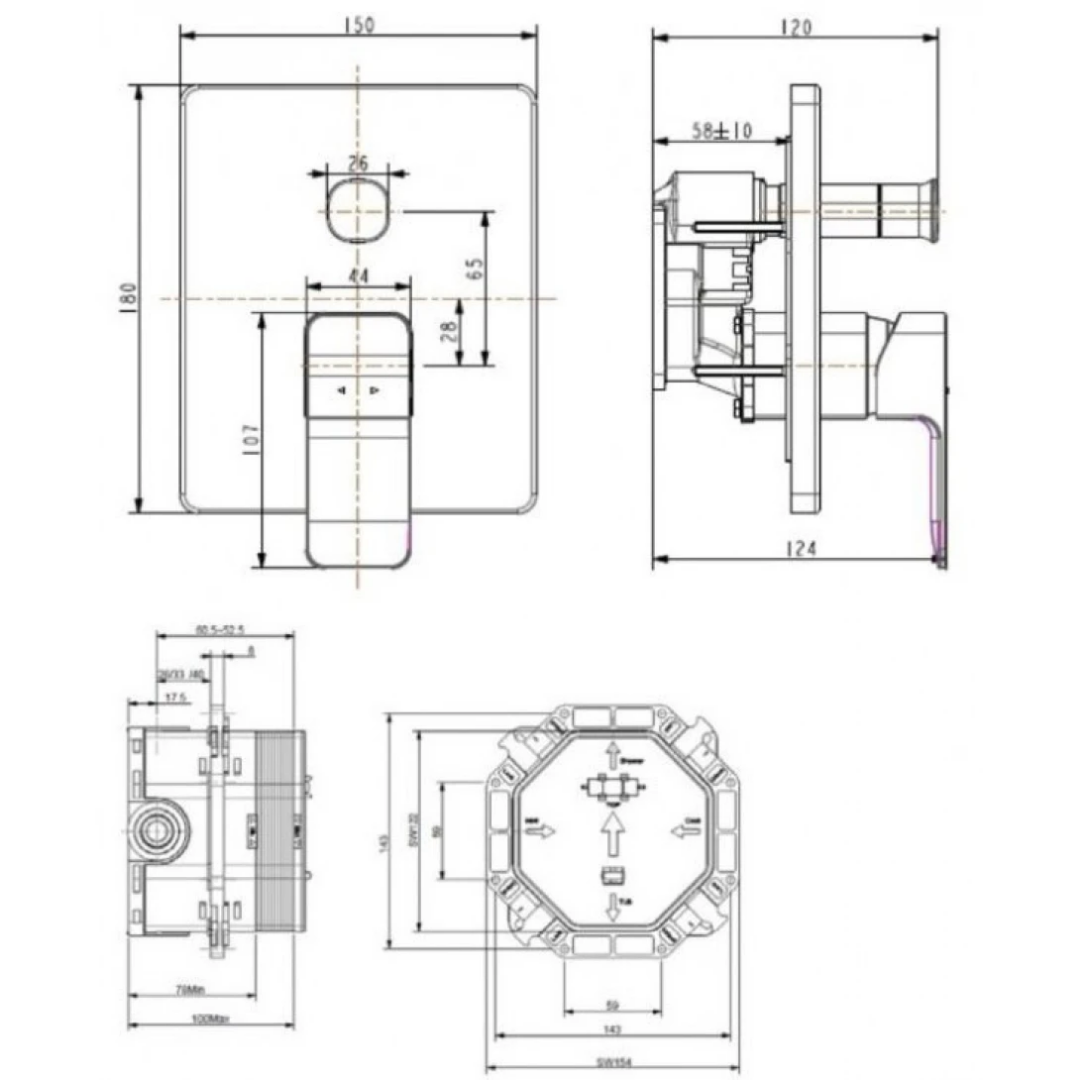 Van Điều Chỉnh American Standard WF-1321BHG Âm Tường Màu Xám