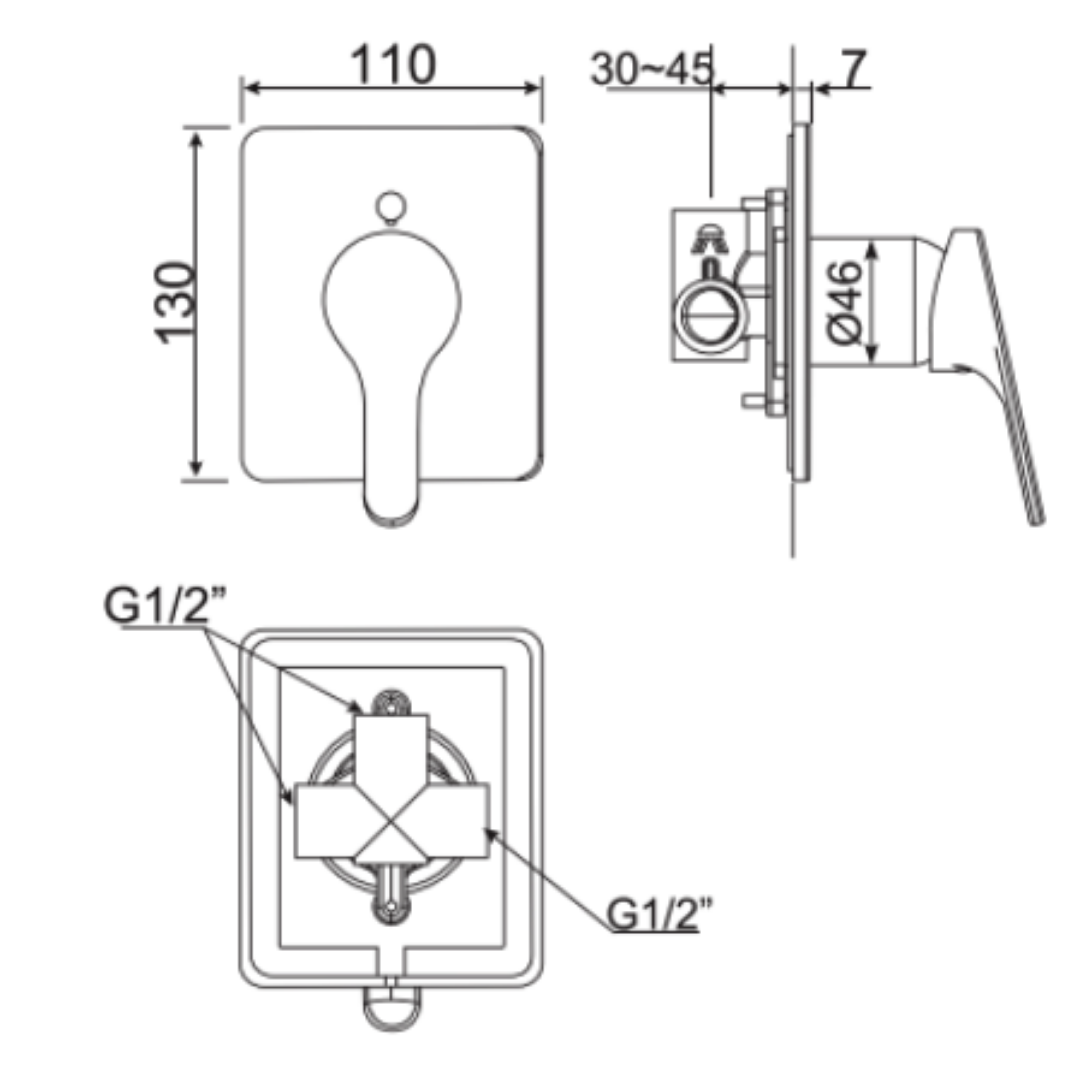 Van Điều Chỉnh American Standard WF-1422 Âm Tường