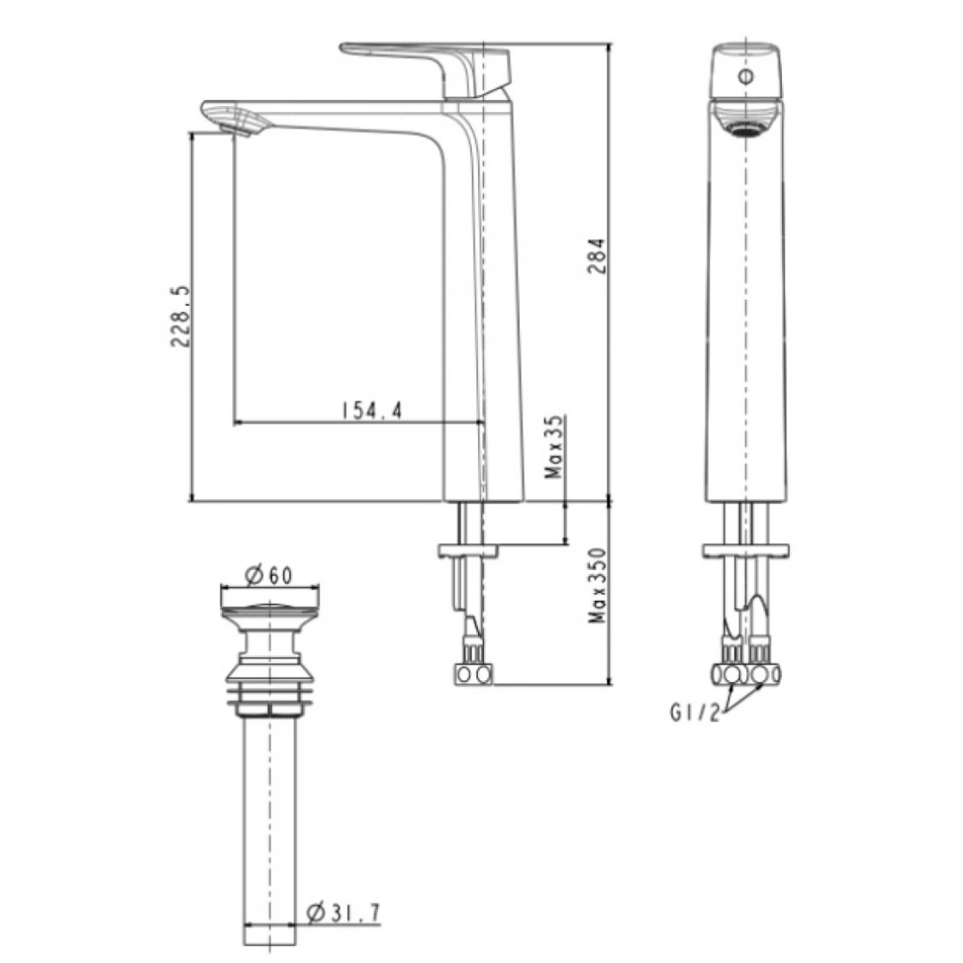 Vòi Lavabo Nóng Lạnh American Standard WF-1702CS Signature Thân Cao Màu Vàng