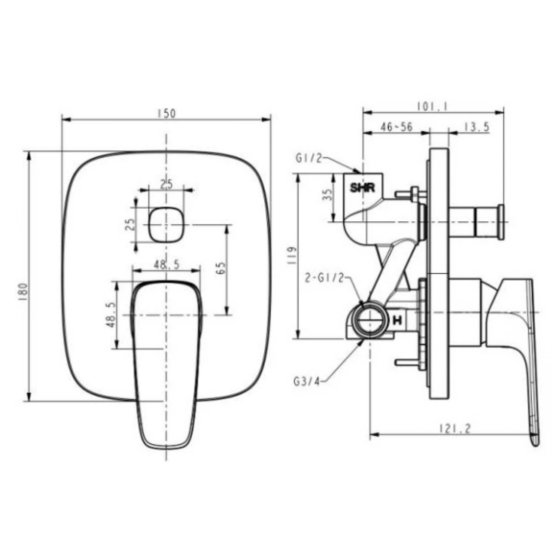 Van Điều Chỉnh American Standard WF-1721HG Âm Tường Signature Màu Xám Đen