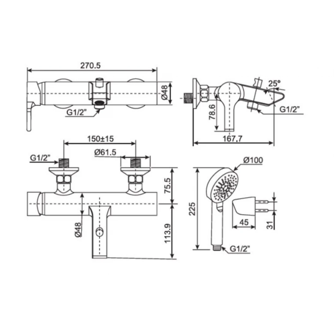 Vòi Sen Tắm Nóng Lạnh American Standard WF-3911