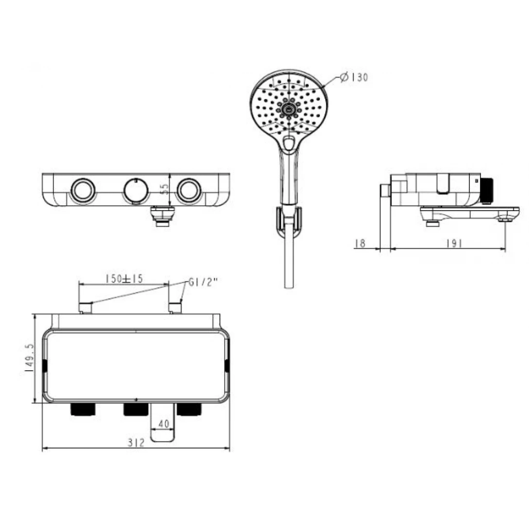 Vòi Sen Tắm Nhiệt Độ American Standard WF-4954