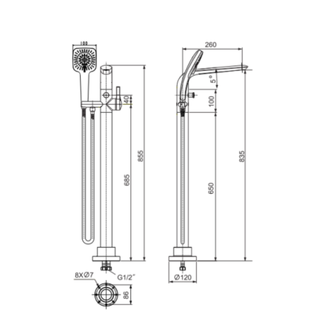 Vòi Sen Đứng Bồn Tắm American Standard WF-6816