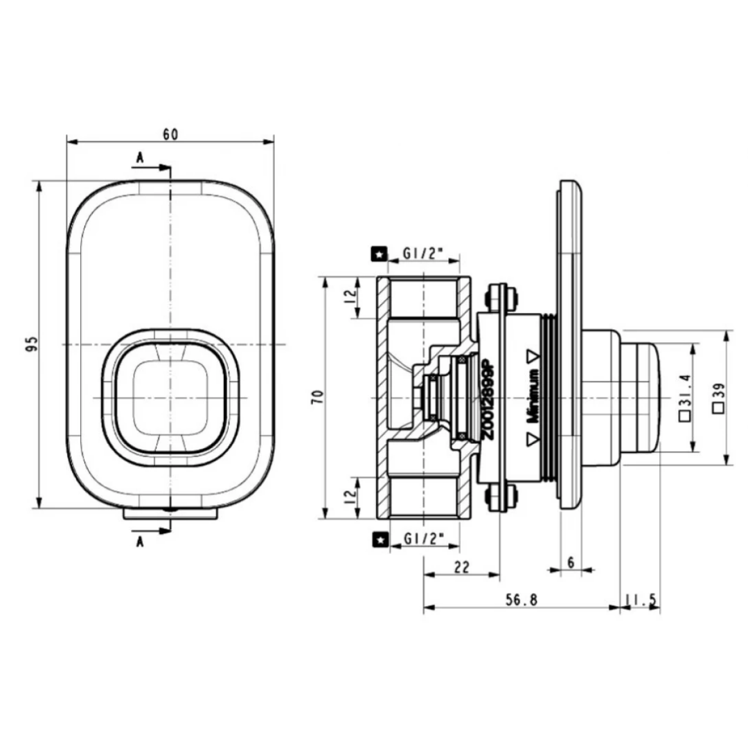 Sen Tắm Âm Tường American Standard WF-T826B Màu Đen