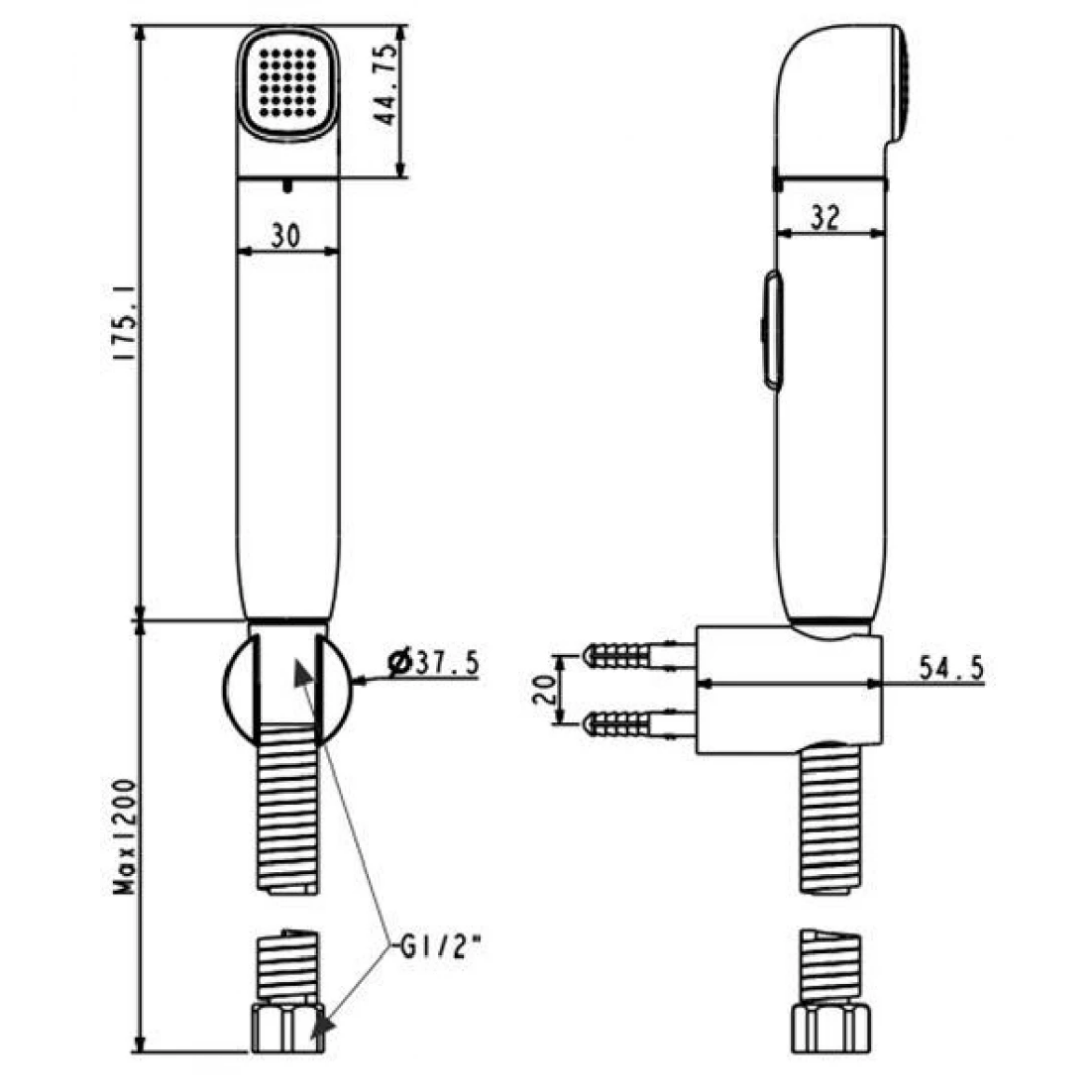Vòi Xịt Toilet American Standard WF-TS28HG DuoStix Màu Xám Đen