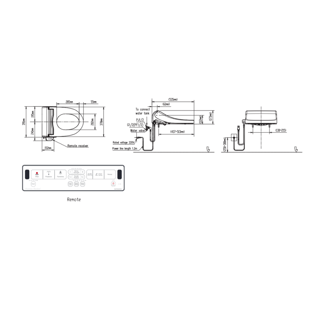 Nắp Rửa Bồn Cầu Thông Minh American Standard Slim WP-7SR1 (WP7SR1)
