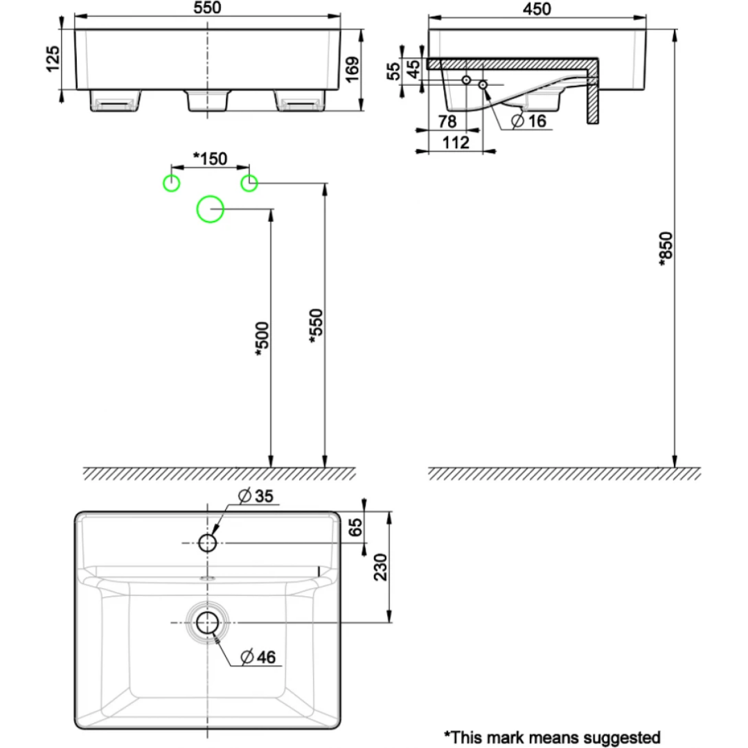 Chậu Lavabo Bán Âm American Standard WP-F419