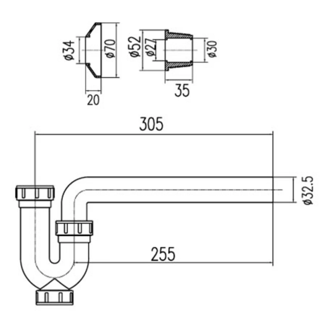 Ống Xả Nước Chữ P INAX A-325PL Nhựa