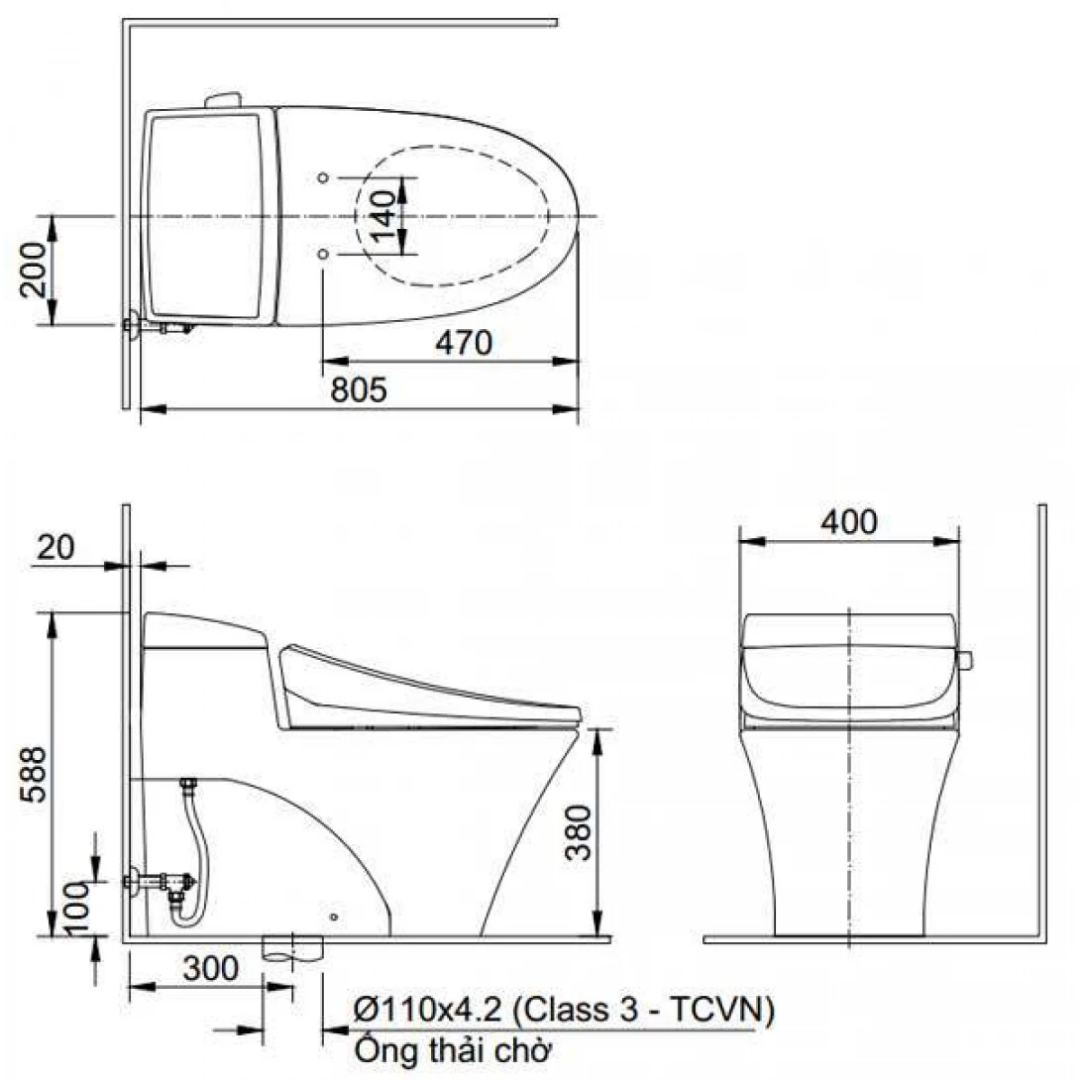 Bồn Cầu Nắp Rửa Cơ INAX AC-1017R/CW-S32VN