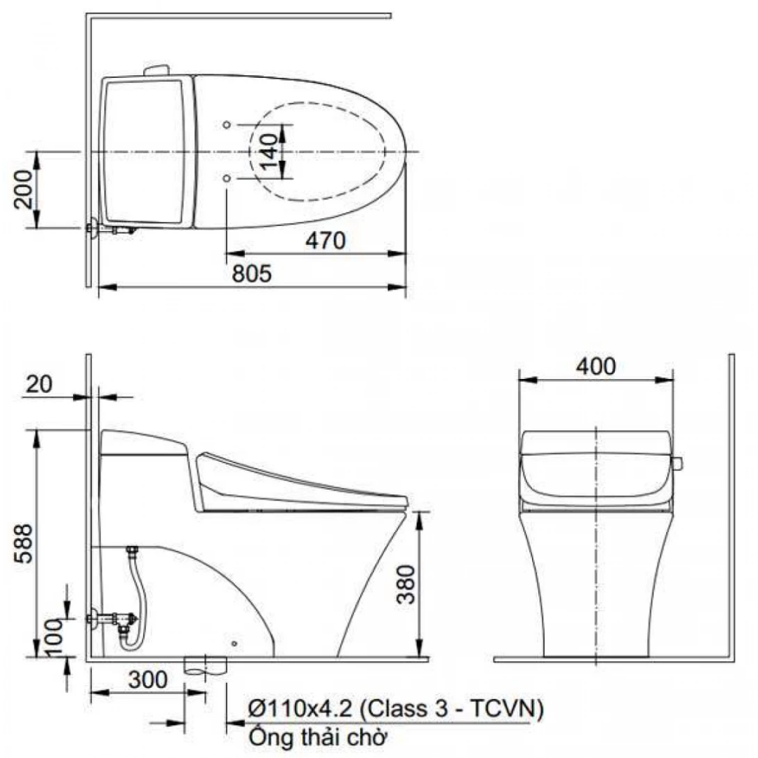 Bồn Cầu 1 Khối INAX AC-1017VRN Aqua Ceramic