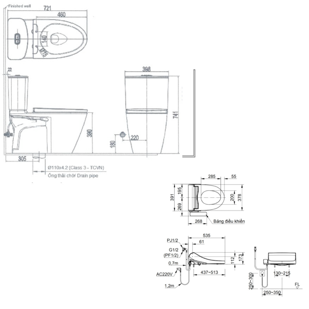 Bồn Cầu Nắp Điện Tử INAX AC-602/CW-H18VN