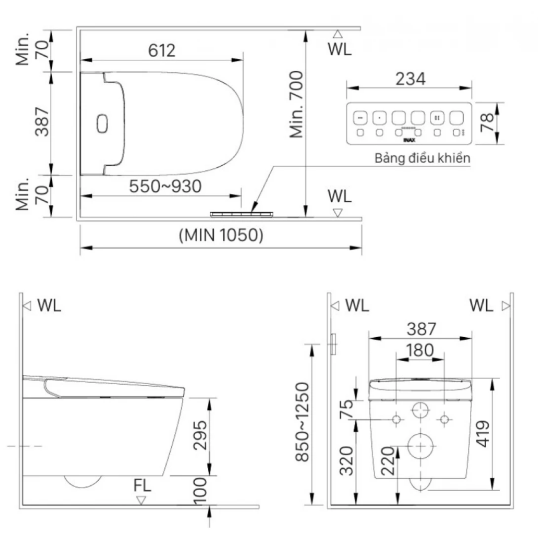 Bồn Cầu Treo Tường INAX AC-820VN