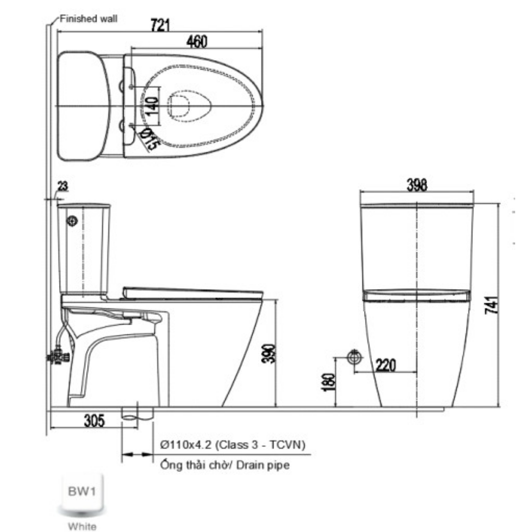 Bồn Cầu Nắp Điện Tử INAX ACT-602/CW-KA22AVN Cảm Ứng
