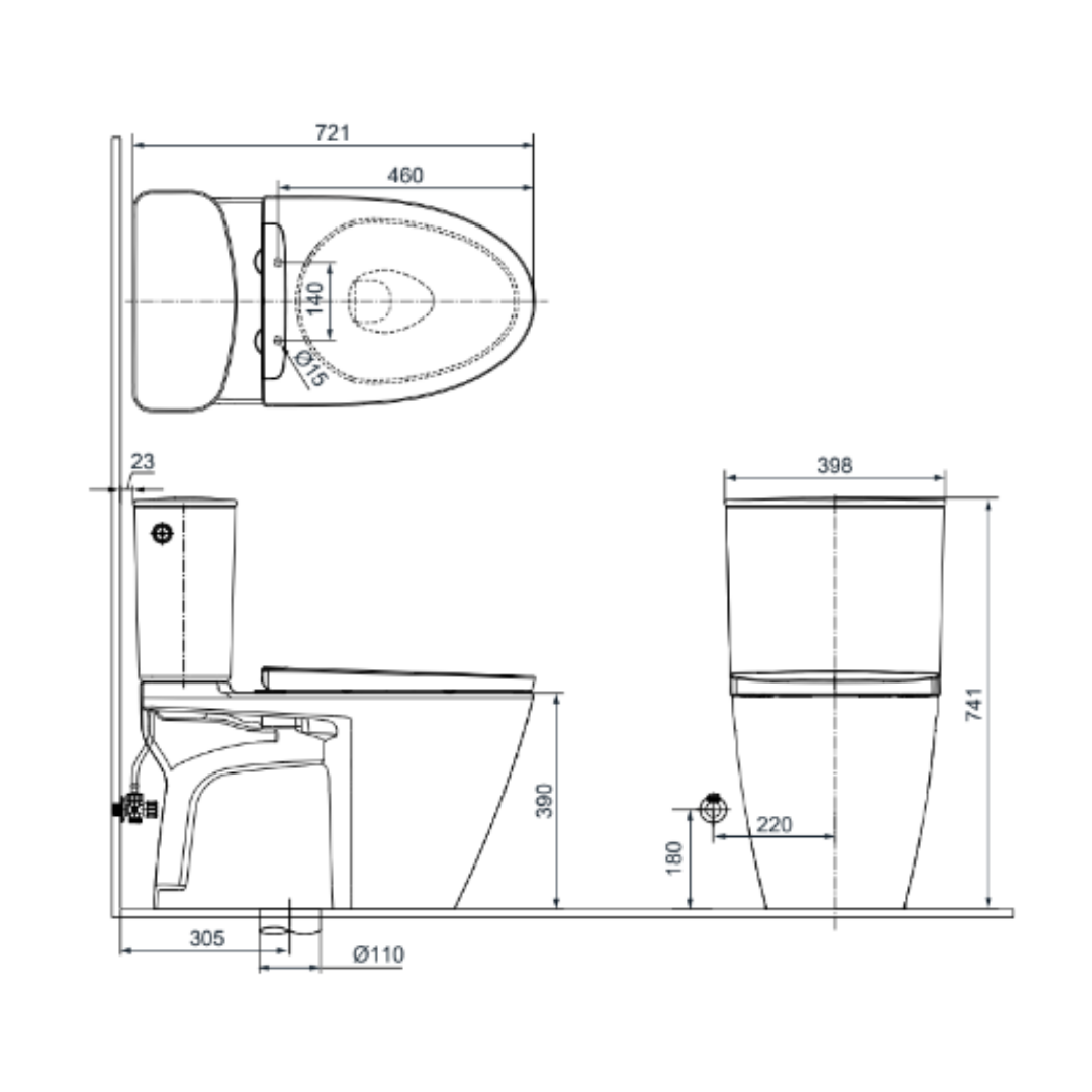Bồn Cầu 2 Khối INAX ACT-602VN Aqua Ceramic Cảm Ứng