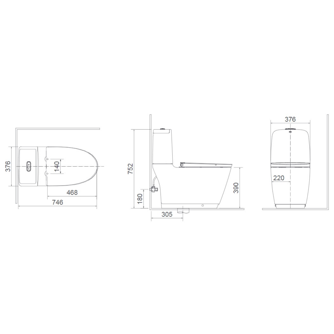Bồn Cầu Nắp Điện Tử INAX ACT-832/CW-H17VN Cảm Ứng