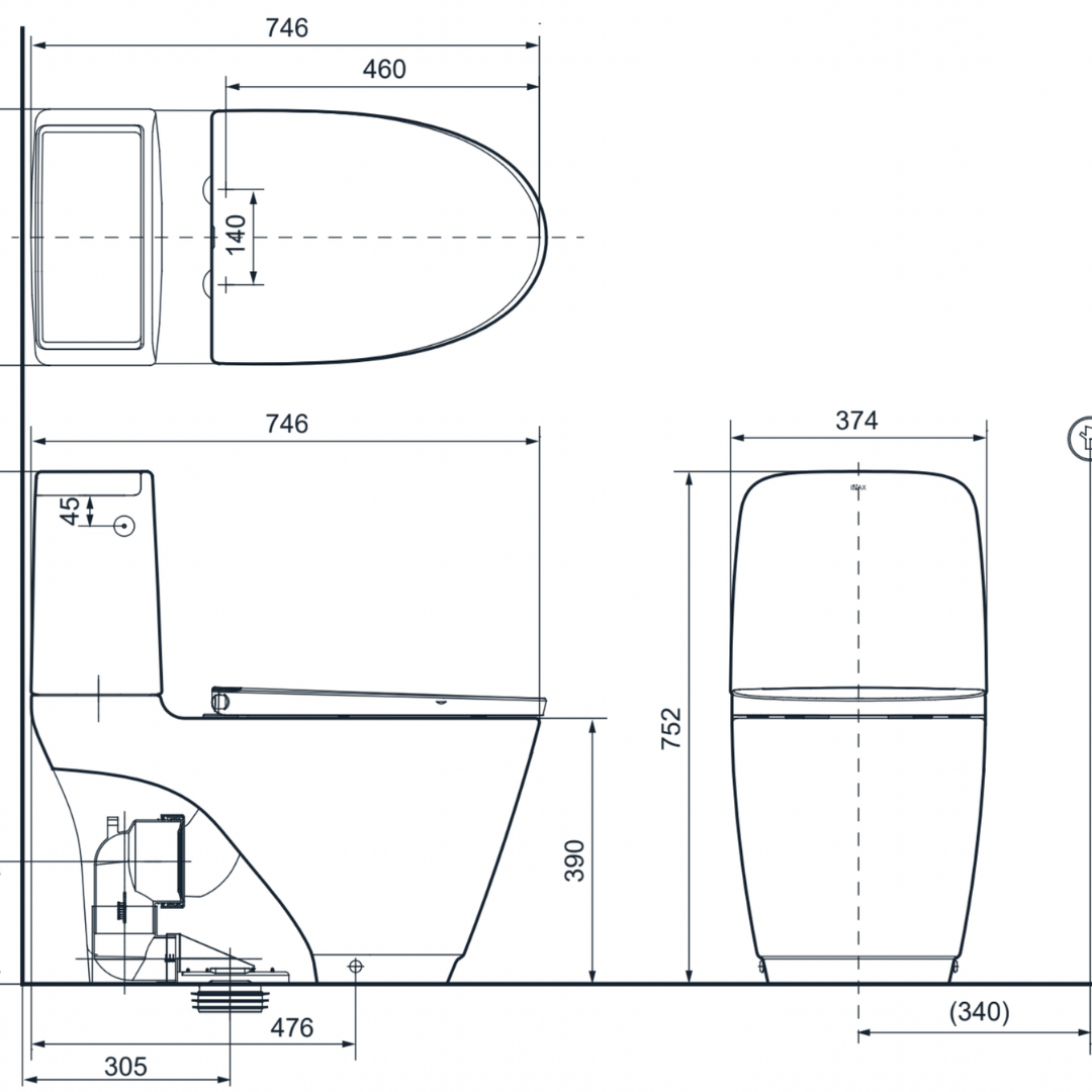 Bồn Cầu Nắp Điện Tử INAX ACT-832/CW-KB22AVN Cảm Ứng