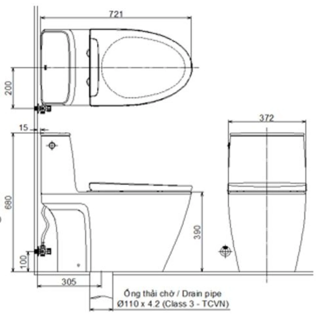 Bồn Cầu 1 Khối INAX ACT-902VN Aqua Ceramic Cảm Ứng