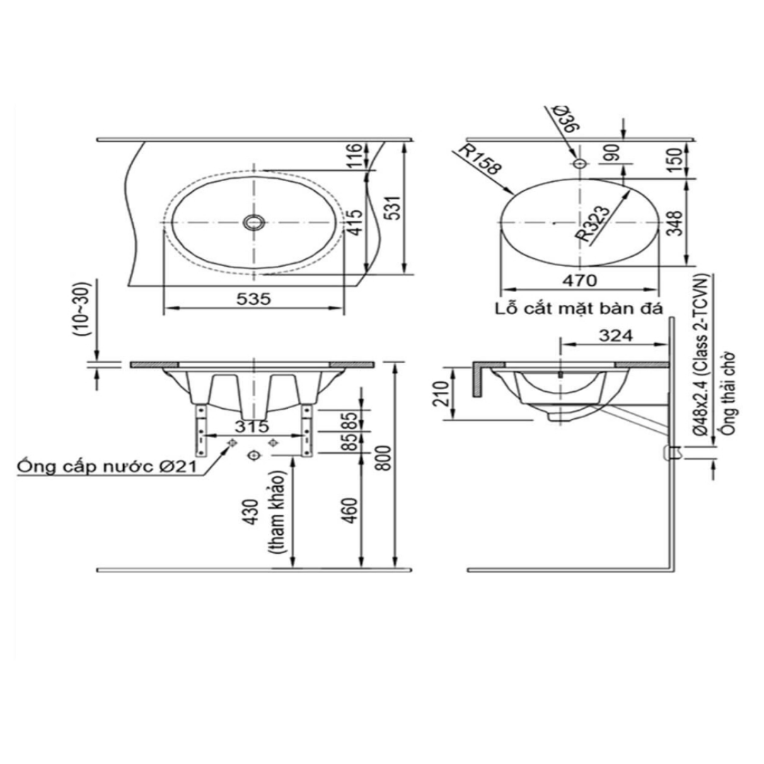 Chậu Lavabo Âm Bàn INAX AL-2293V AquaCeramic