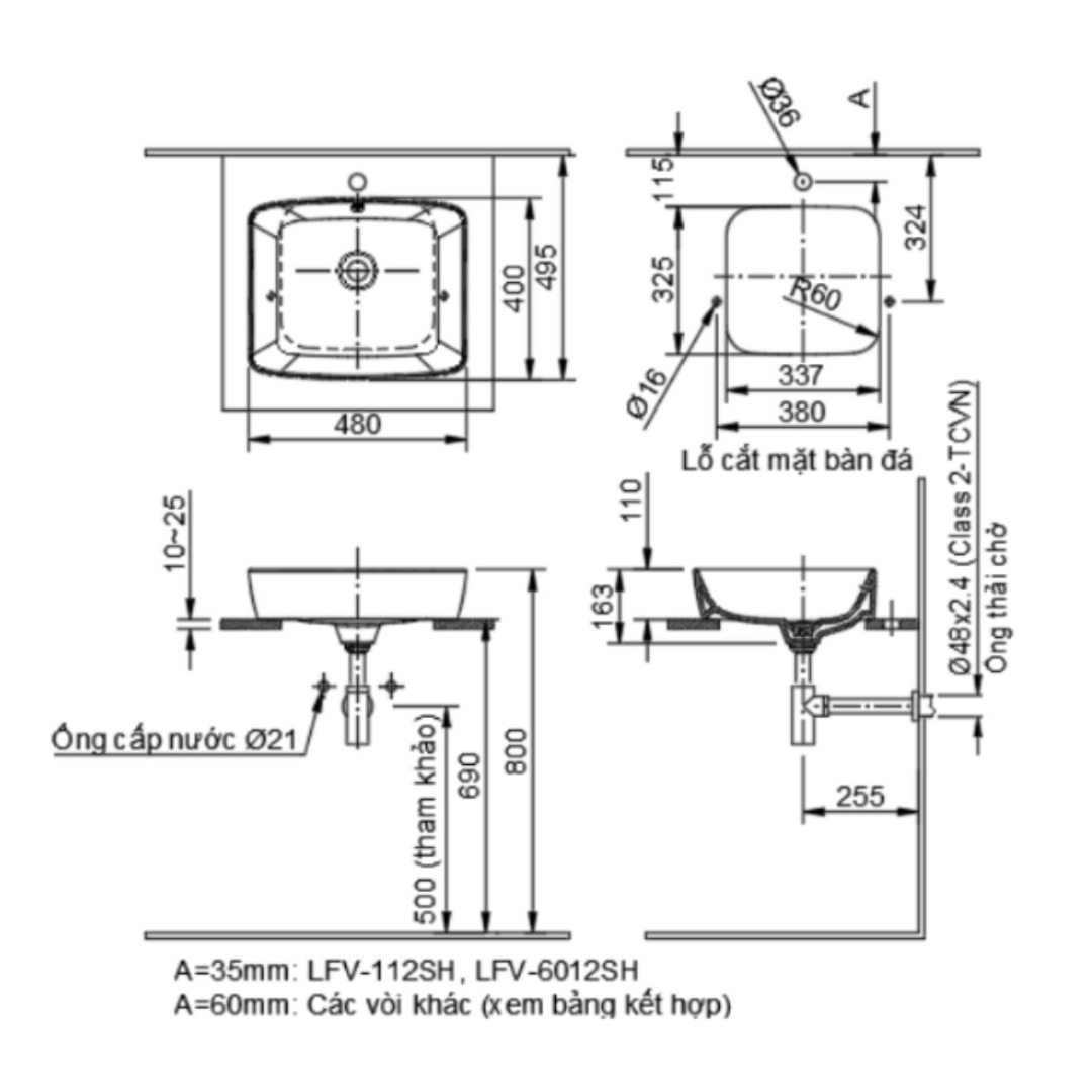 Chậu Lavabo Đặt Bàn INAX AL-369V AquaCeramic