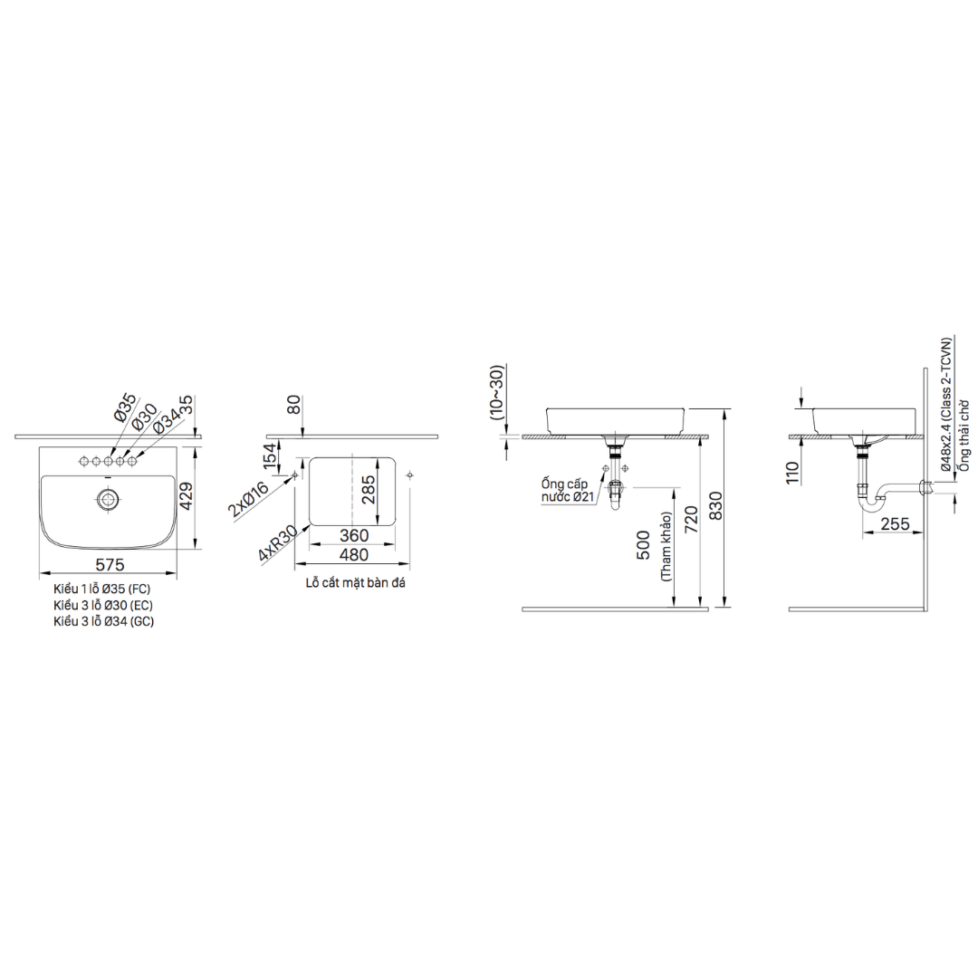 Chậu Lavabo Đặt Bàn 3 Lỗ INAX AL-632VGC AL-632VGC