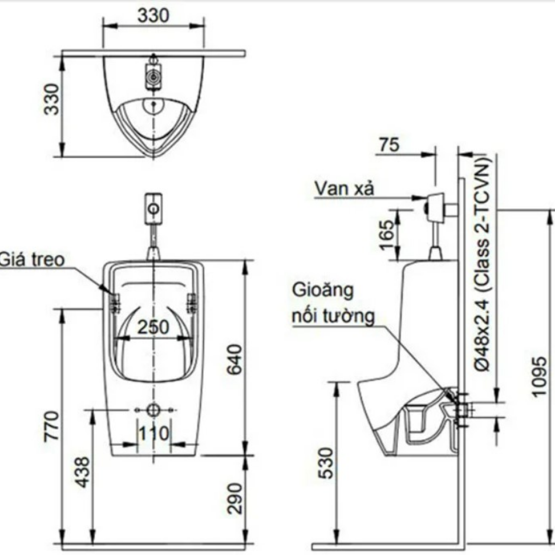 Bồn Tiểu Nam Treo Tường INAX AU-431VAC Cấp Âm
