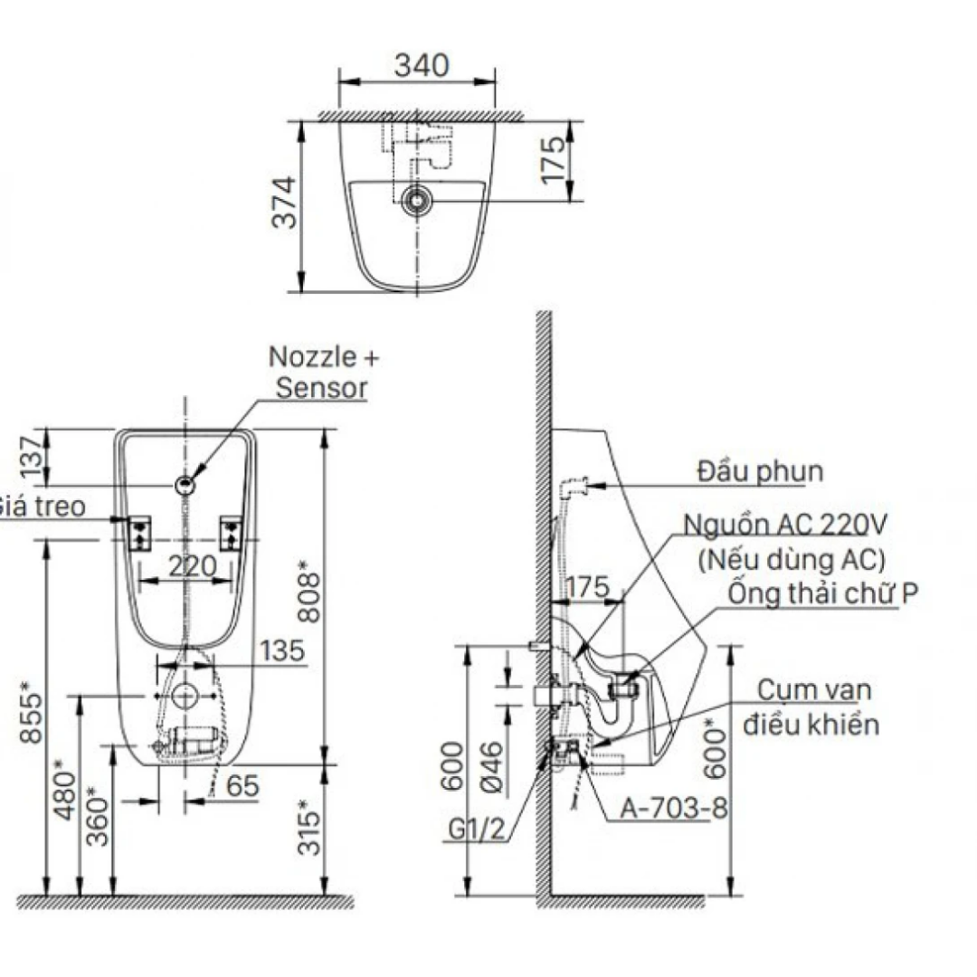 Bồn Tiểu Nam Cảm Ứng INAX AU-468IR AquaCeramic