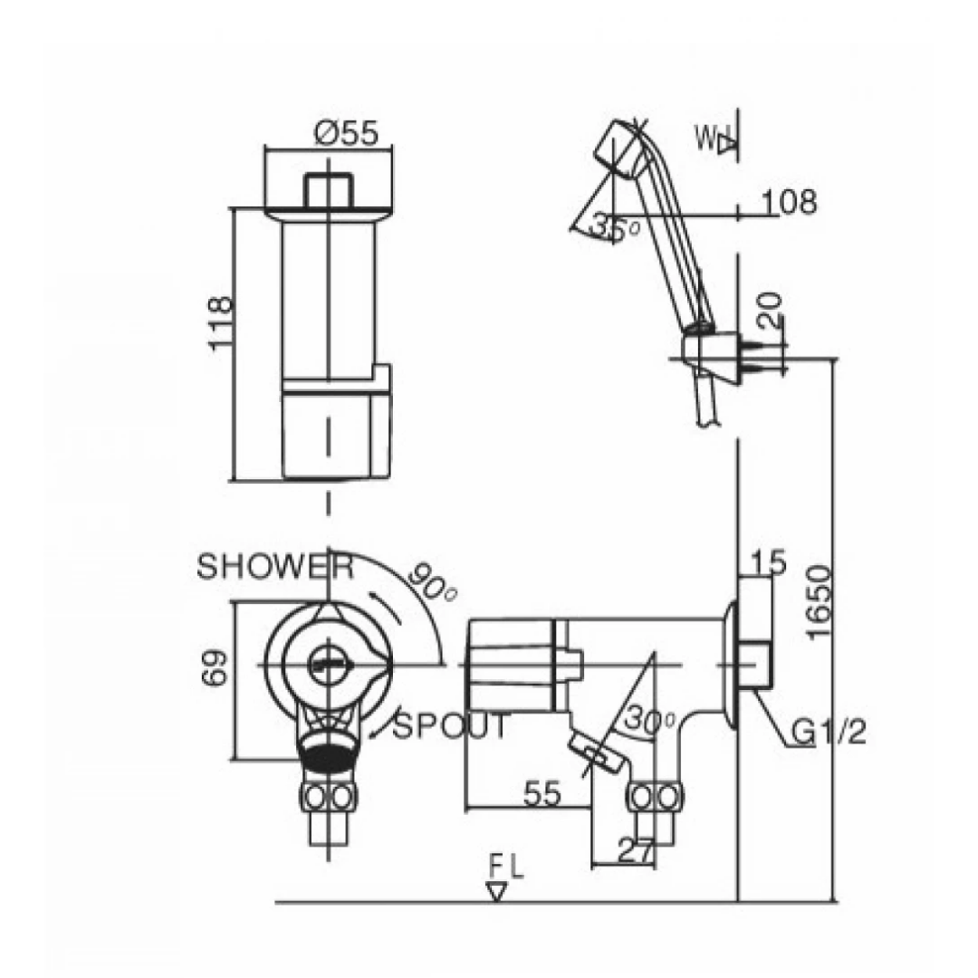 Vòi Sen Tắm Lạnh INAX BFV-10-1C