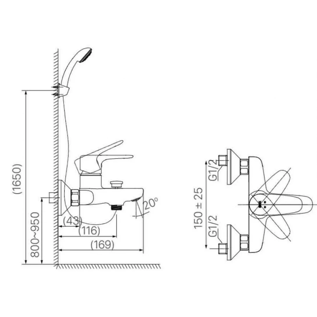 Vòi Sen Tắm Nóng Lạnh INAX BFV-1113S-8C