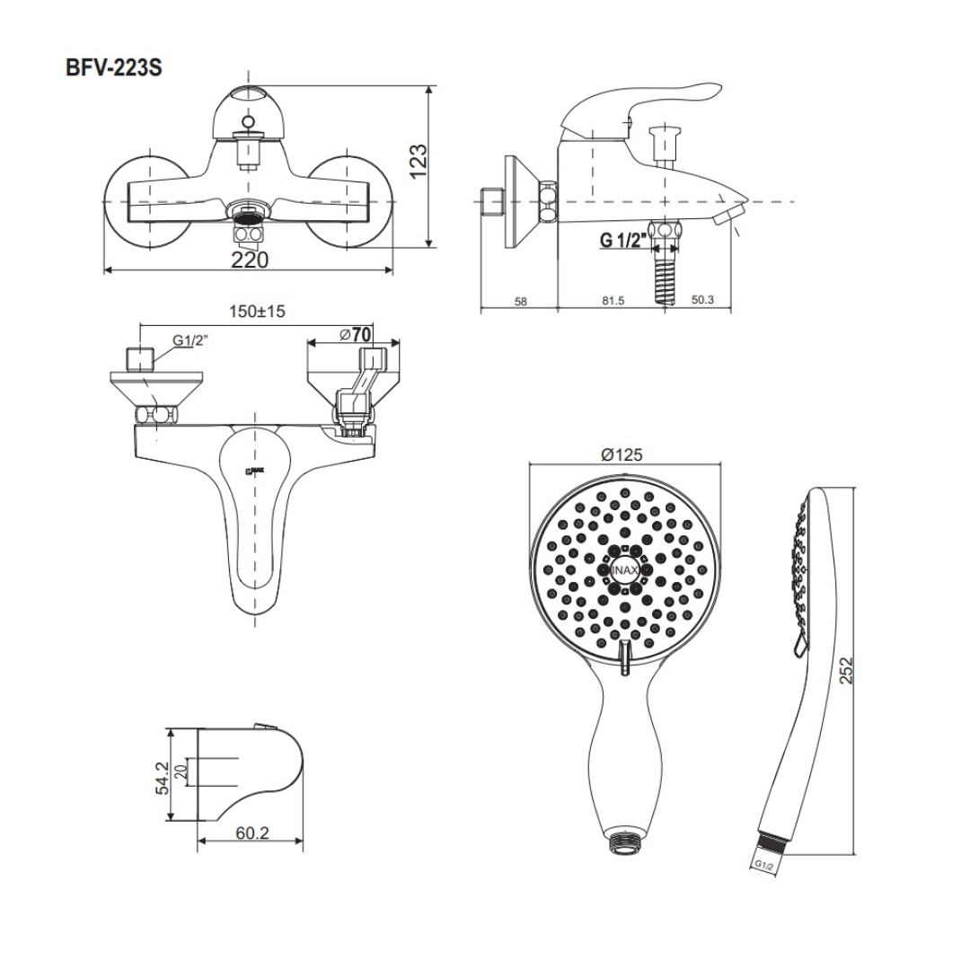 Vòi Sen Tắm Nóng Lạnh INAX BFV-223S