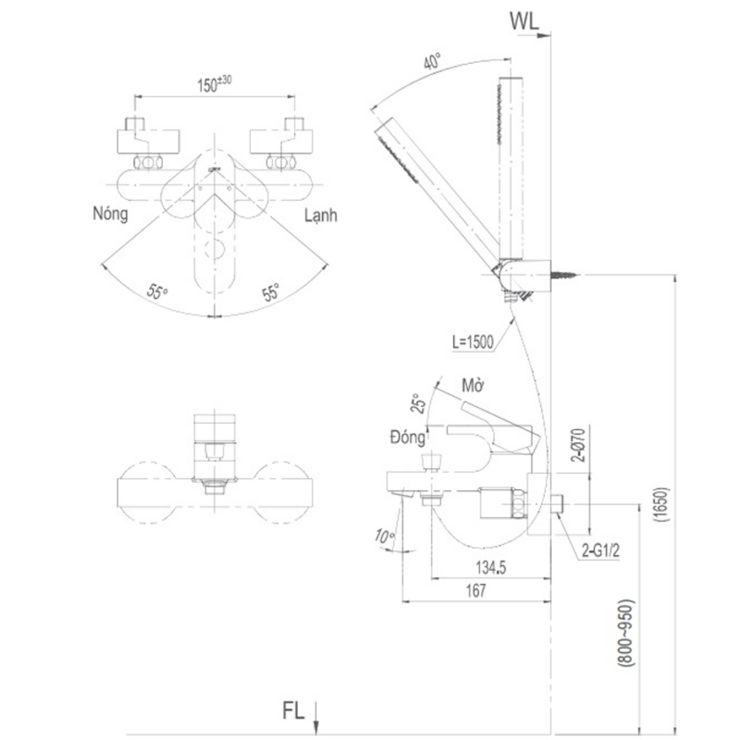 Vòi Sen Tắm Nóng Lạnh INAX BFV-6003S