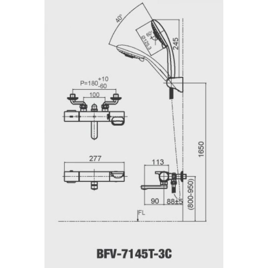 Vòi Sen Tắm Nhiệt Độ INAX BFV-7145T-3C