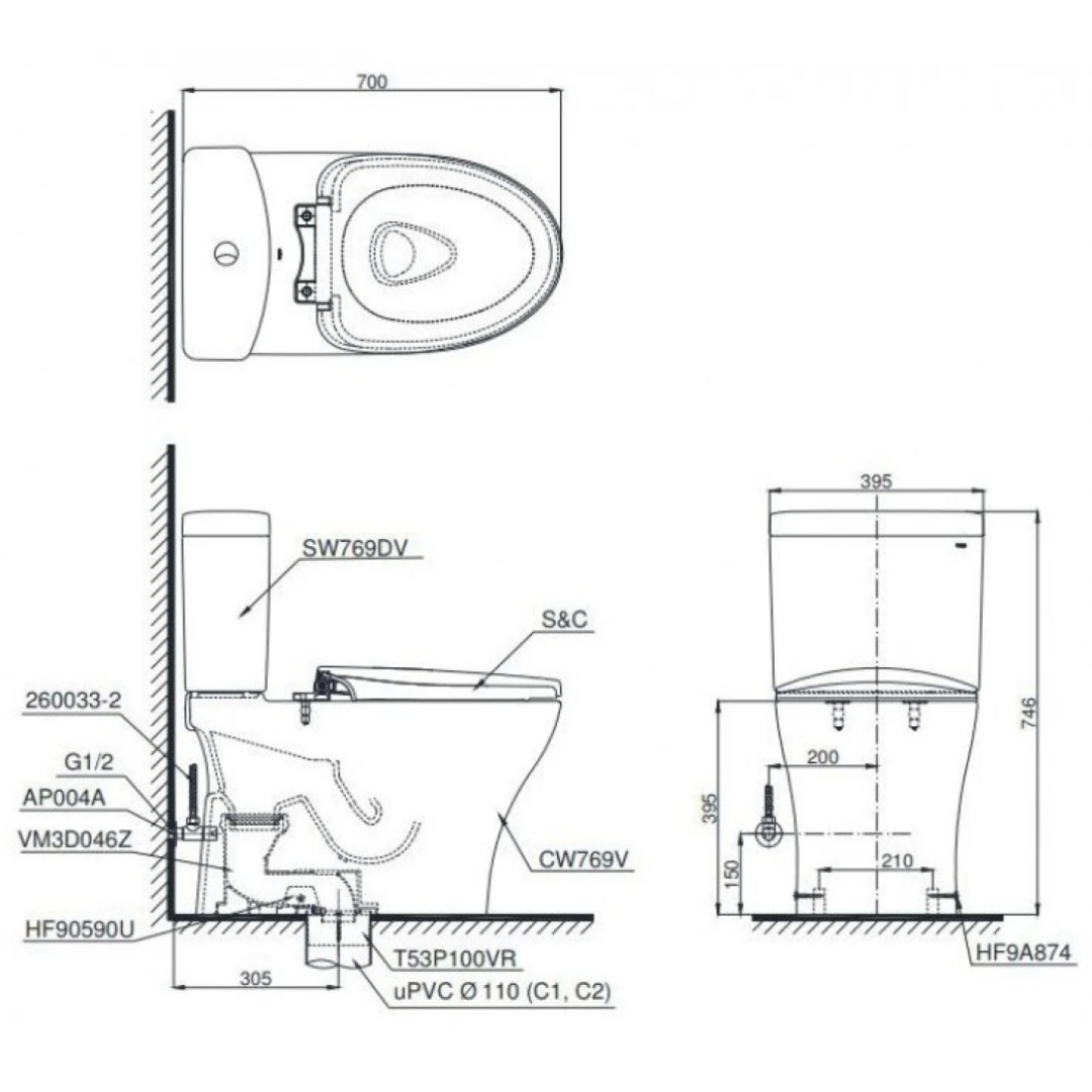 Bồn Cầu Điện Tử TOTO CS769DRW14 Washlet